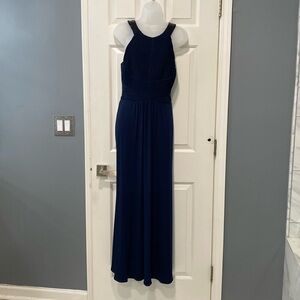 Calvin Klein Navy Beaded Straps Halter Top Long dress size 4